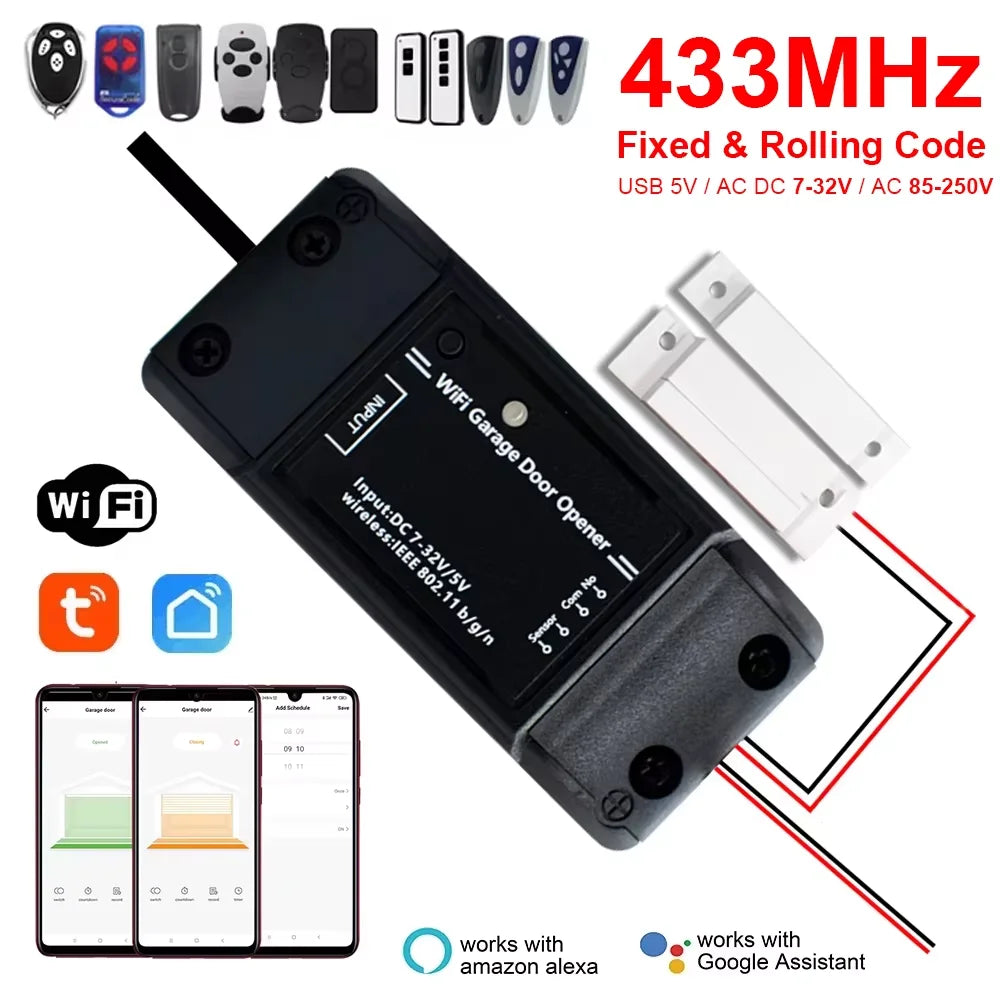 Tuya WiFi + 433 MHz universalus vartų valdiklis